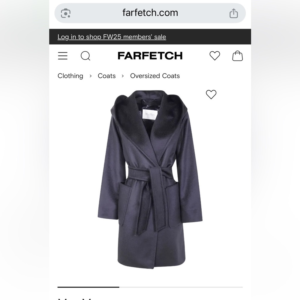 MaxMara Elegant Black 100% Camel Hair Coat